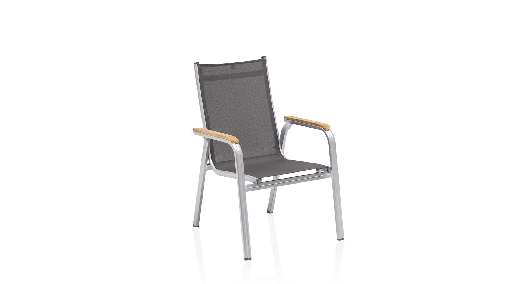 Stacking armchair w. armrest teak FSC® 100%, silve