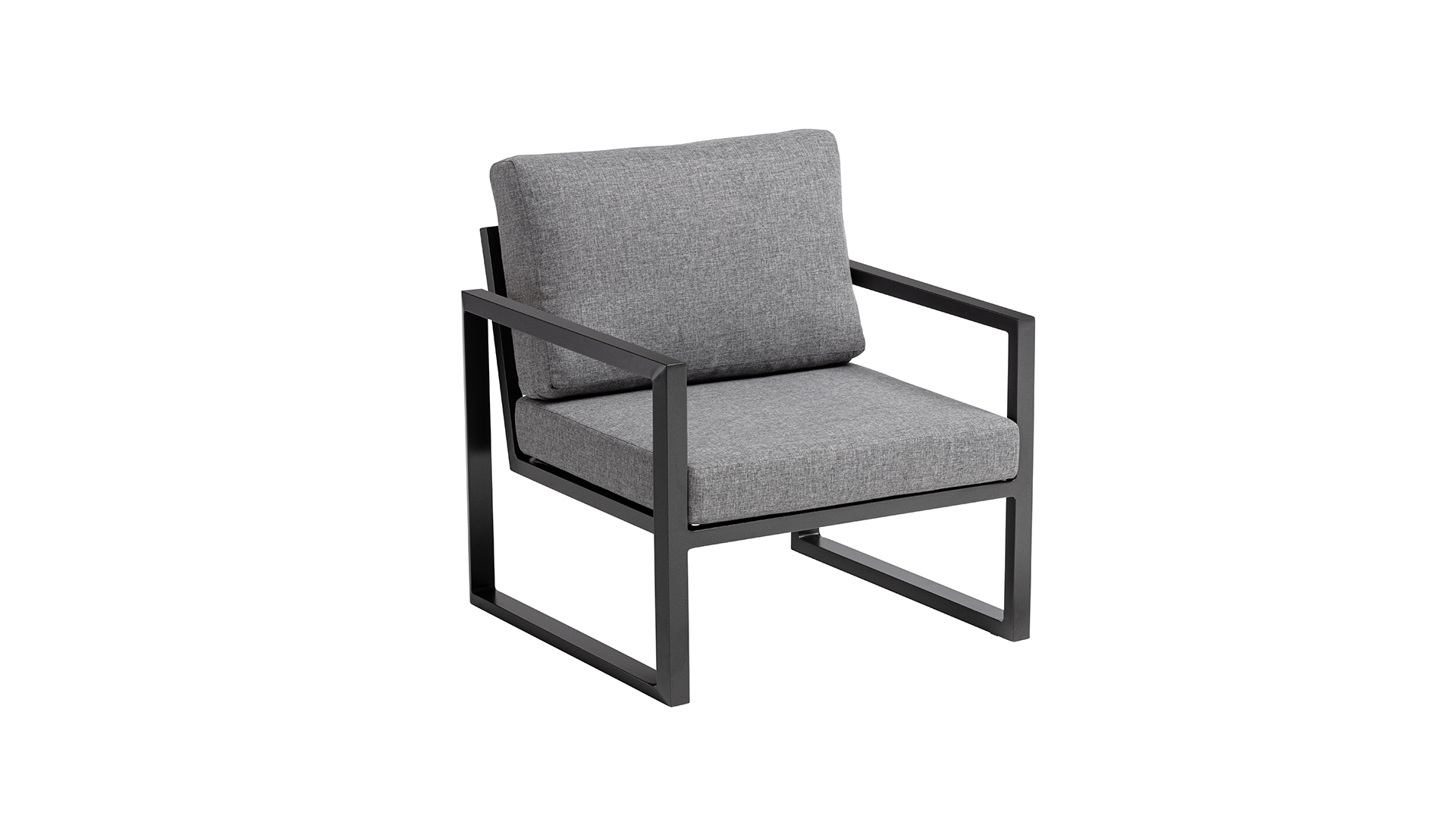 Armchair, anthracite, cushion light grey mottled