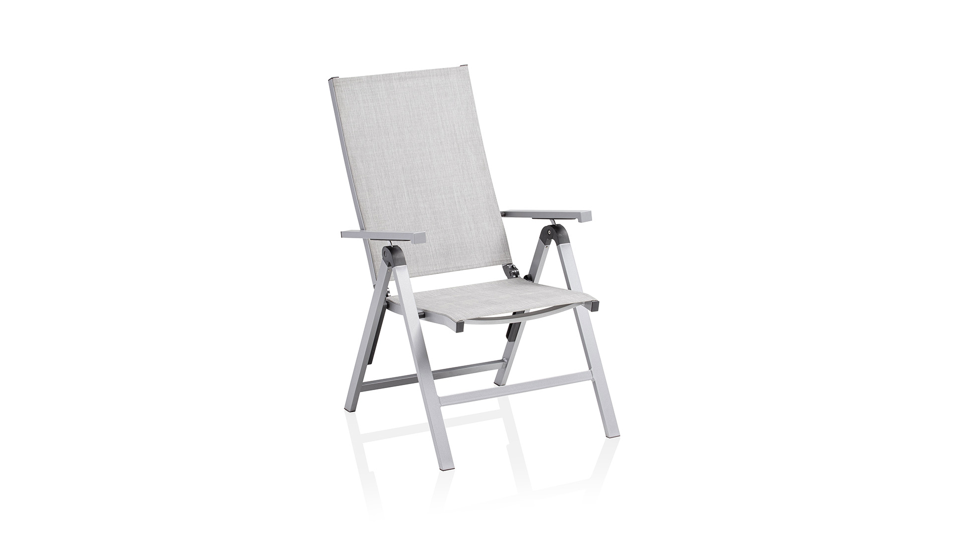 Multi-position chair, aluminium/textilene, silver/