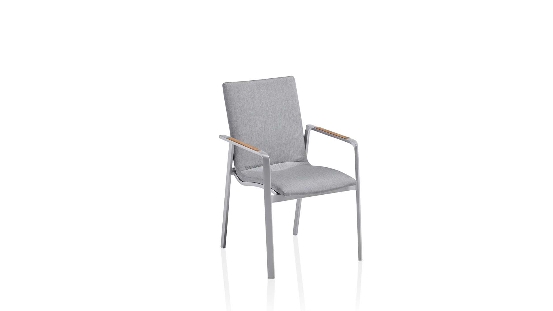 Stacking armchair, aluminium/ Sunbrella®, silver/f