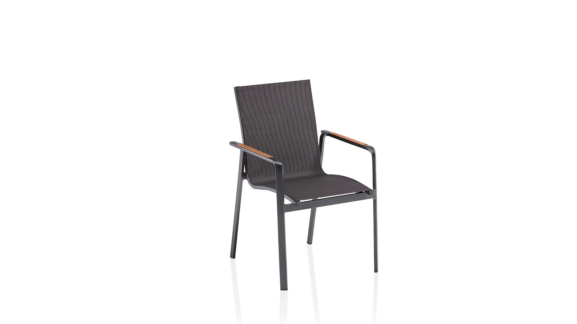 Stacking armchair, aluminium/Twitchell, anthracite