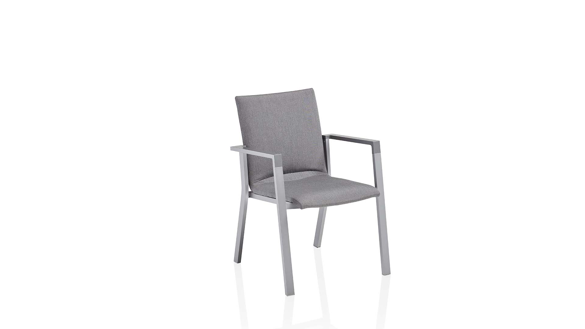 Stacking armchair, aluminium/ Sunbrella®, silver/f
