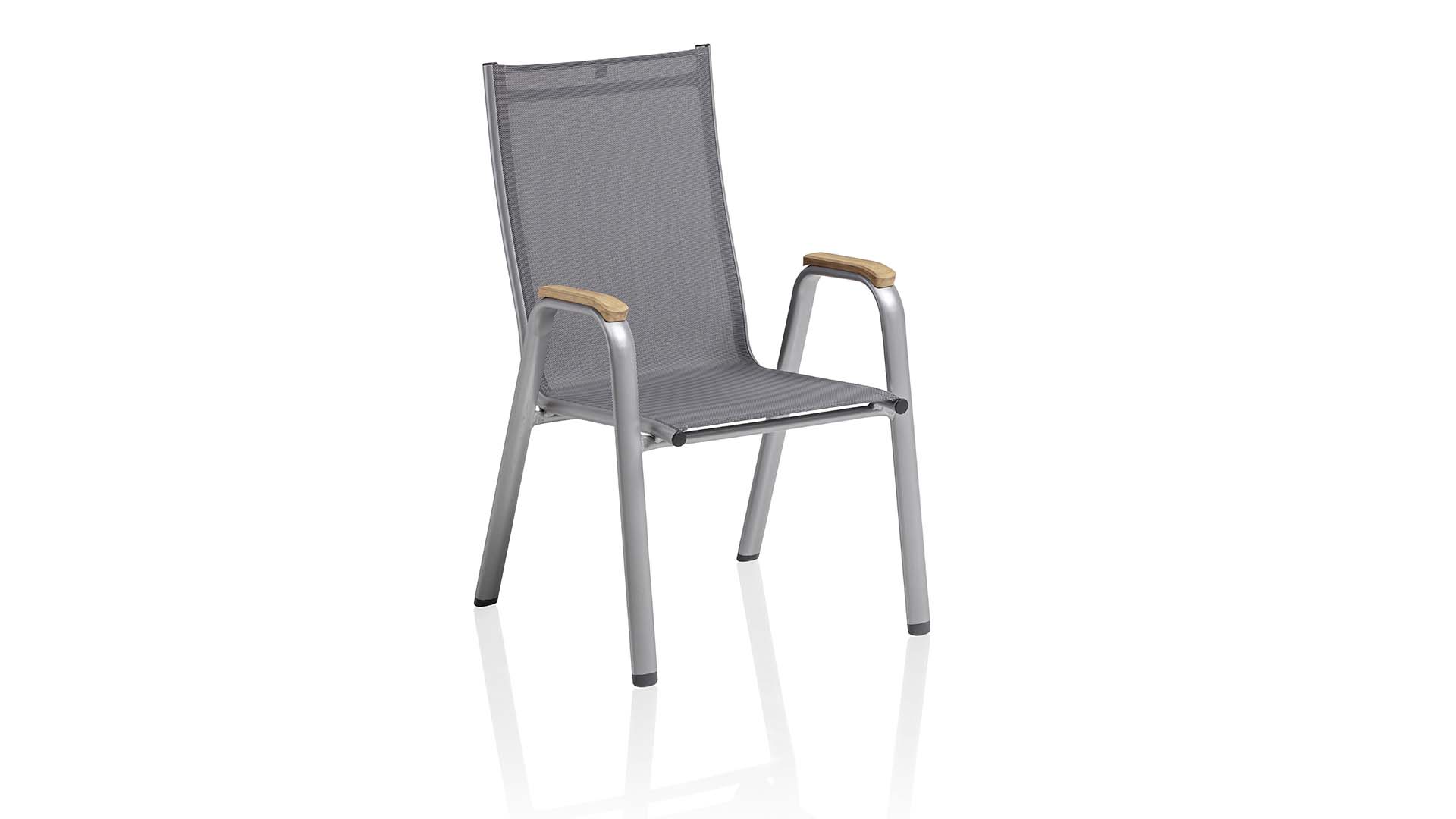 Stacking armchair w. armrest teak FSC® 100%, silve