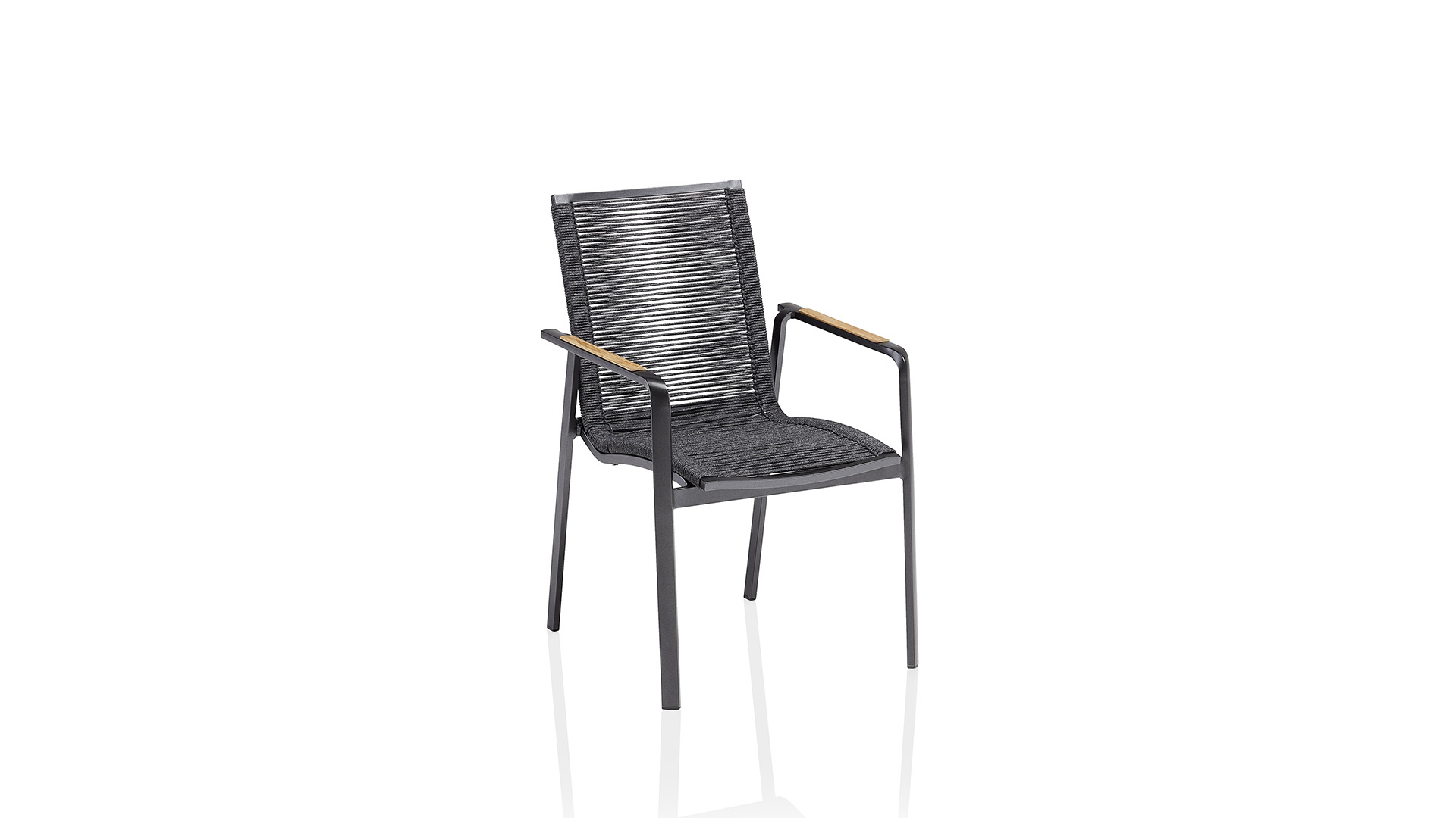 Stacking armchair, aluminium/ rope, anthracite/ant